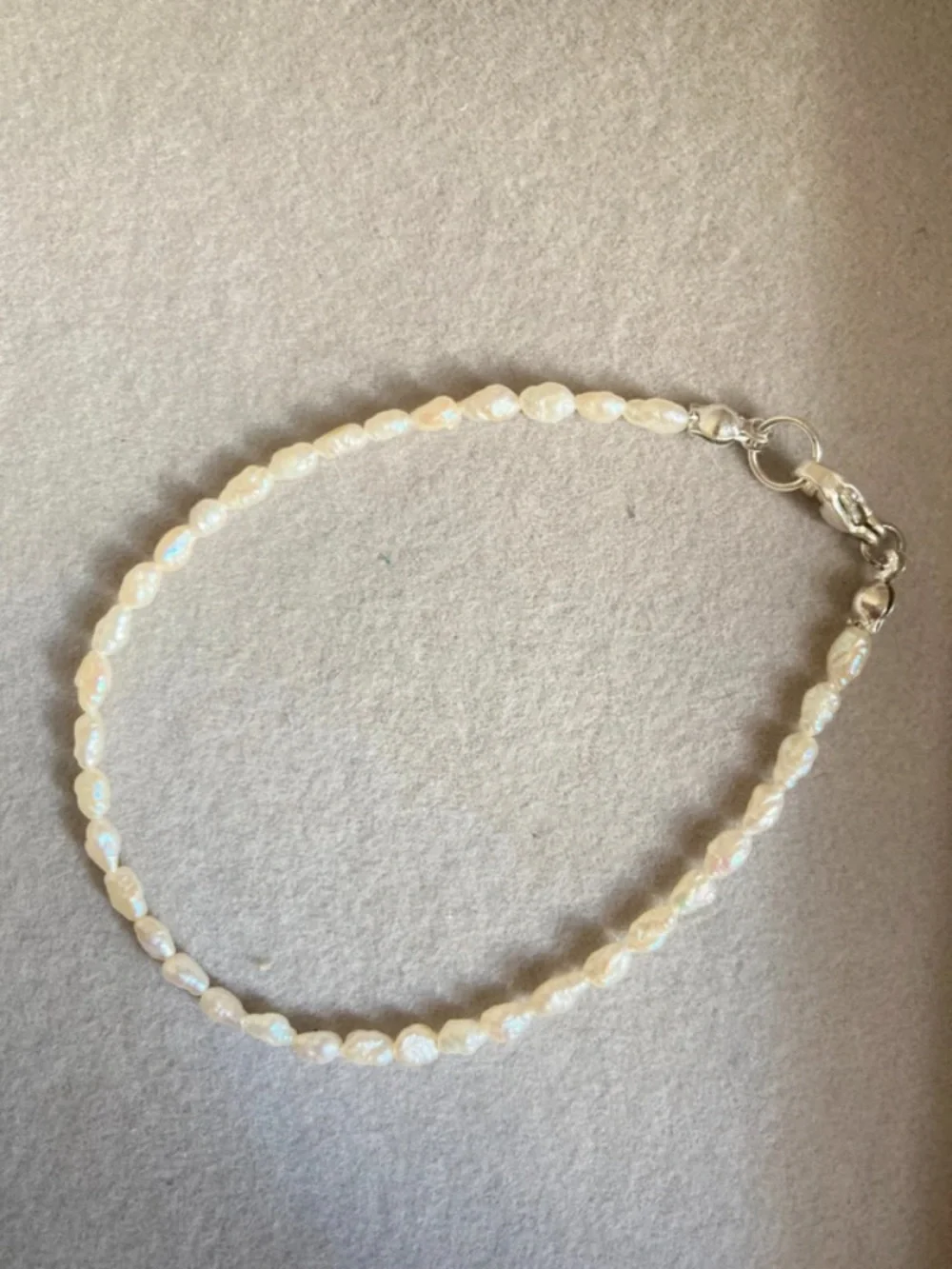 Genuine Freshwater Baroque Pearl Bracelet Silver clasp - White Pearlescent